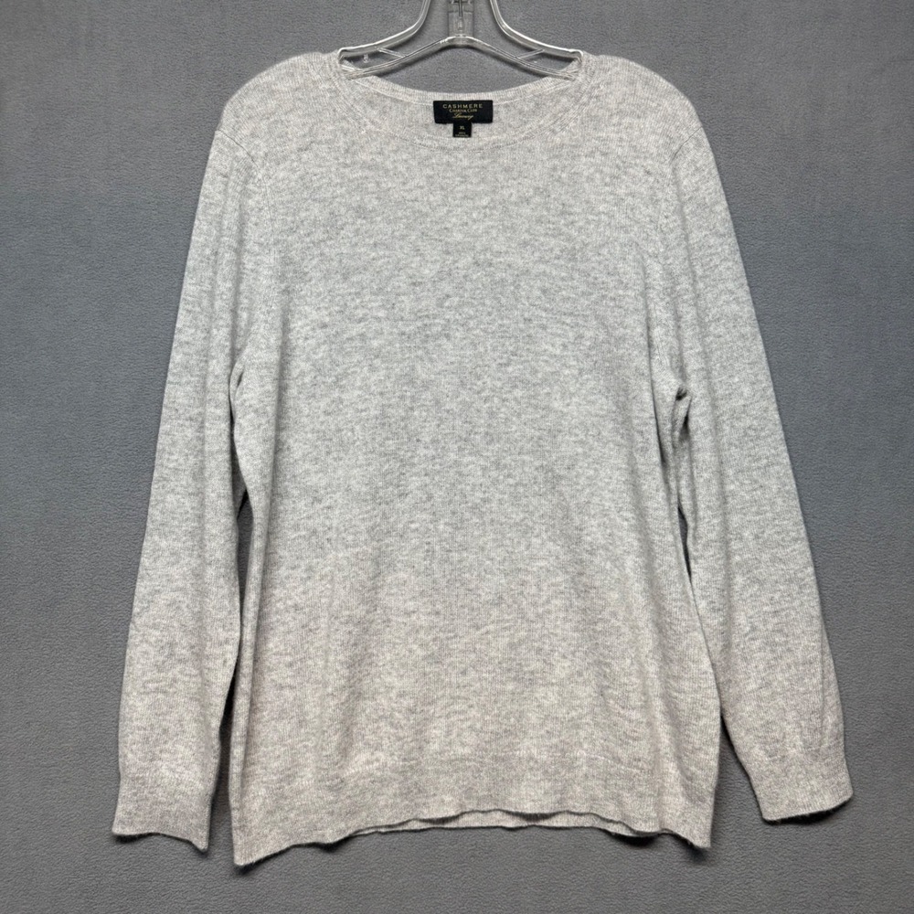 Charter Club Cashmere Sweater Heather Gray Crew Neck XL Cozy Preppy Cabincore